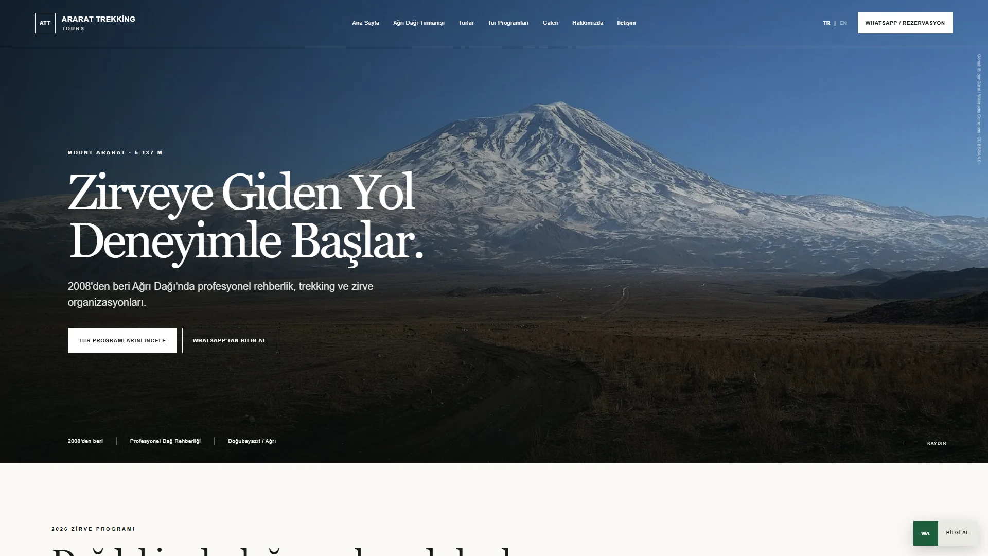 Ararat Trekking Tours website